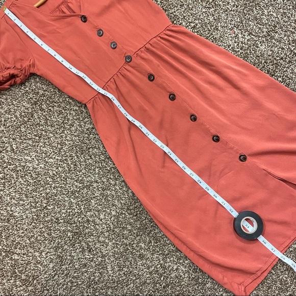 One Clothing Orange Button Down Midi Dress Large - Picture 5 of 8